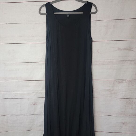 Eileen Fisher Black Maxi Dress Boho Bohemian Womens size Large - Picture 1 of 9